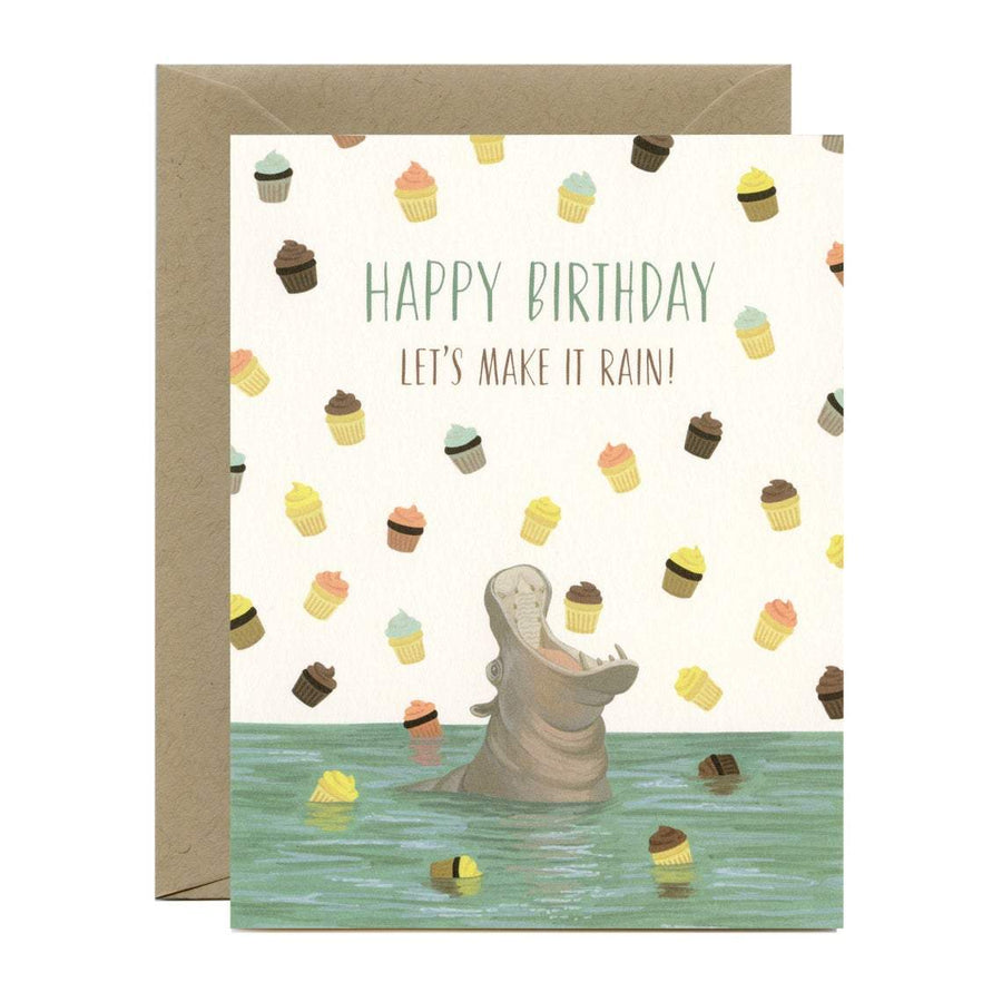 Yeppie Paper Card Hippo Cupcakes Birthday Card