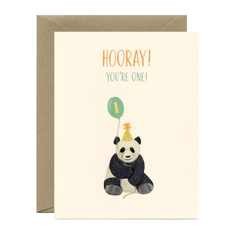 Yeppie Paper Card Panda Bear First Birthday Card